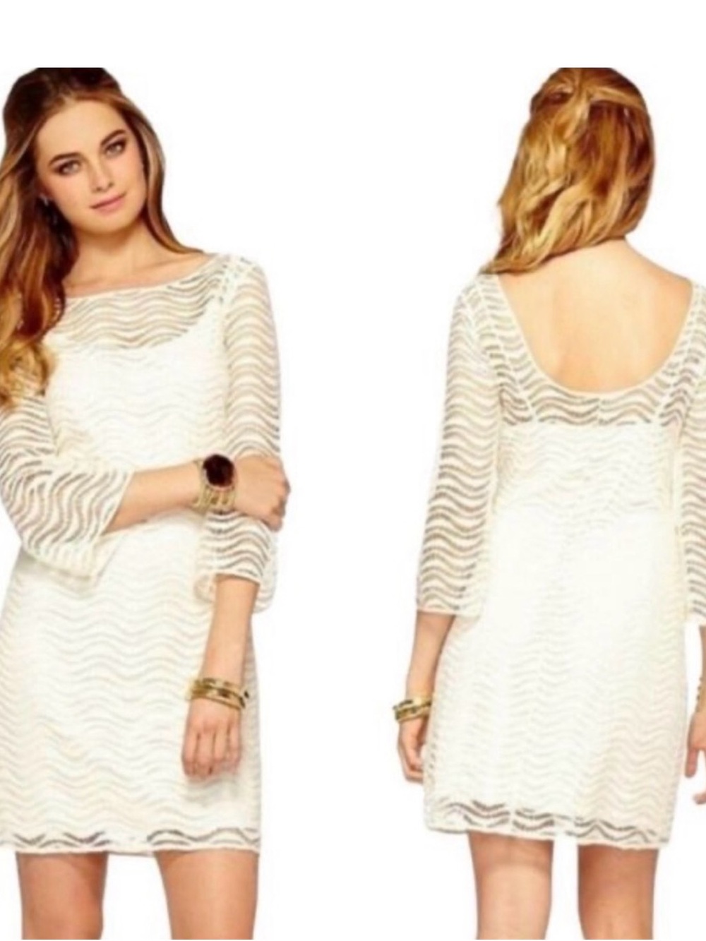 Lilly Pulitzer White Wave Lace Shift Dress NWOT